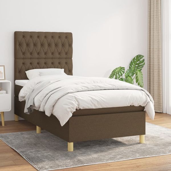 vidaXL Boxspring posteľ s matracom tmavohnedá 100x200 cm látka