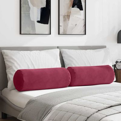 vidaXL Podložkové vankúše 2 pcs Víno červené Ø 25 x 70 cm
