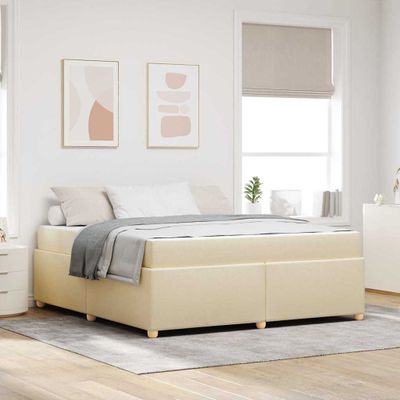 vidaXL Rám postele s matracmi Krémová 180 x 200 cm látka