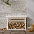 vidaXL Stojan na palivové drevo biely 108x73x79 cm masívna borovica