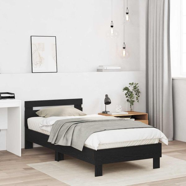 vidaXL Rám postele s čelom Čierny dub 80 x 200 cm Kompozitné drevo