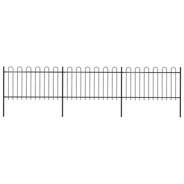 vidaXL Záhradný plot s oblúkom navrchu, oceľový 537x100 cm, čierny