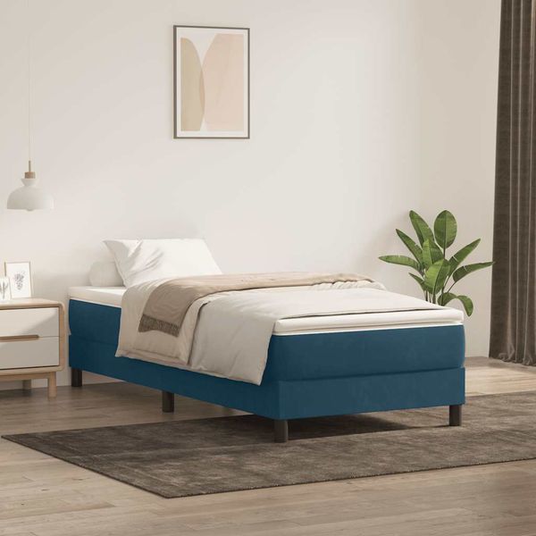 vidaXL Posteľný rám boxsping bez matracom tmavomodrý 80x220 cm zamat