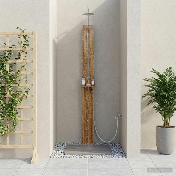 vidaXL Externá sprcha 257 cm Masívne akáciové drevo a nerezová oceľ
