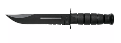 KA-BAR KB-1212 FULL SIZE BLACK bojový taktický nôž 18 cm, čierna farba, kožené puzdro