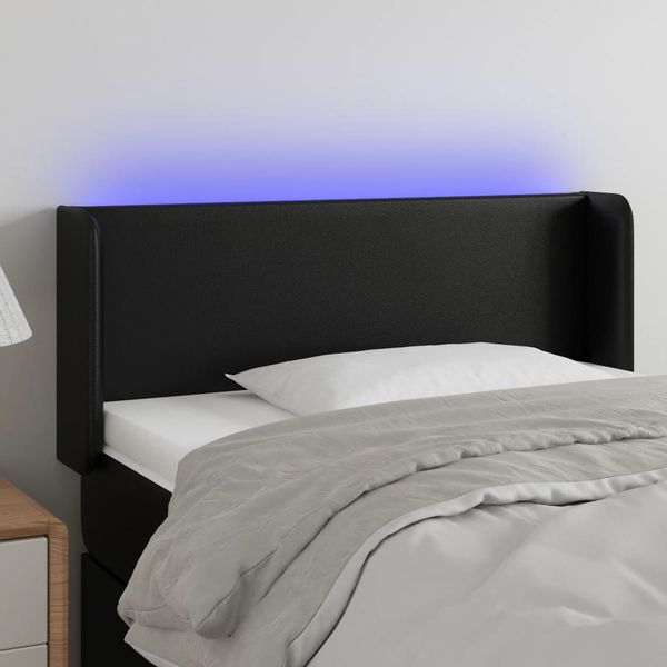 vidaXL Čelo postele s LED čierne 83x16x78/88 cm umelá koža
