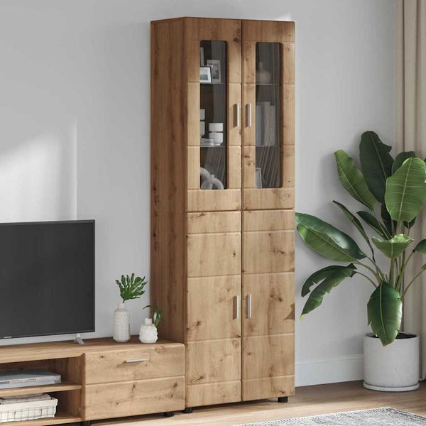 vidaXL Highboard s poličkou FLORIN Remeselný dub 60 x 35 x 182 cm