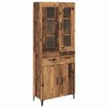 vidaXL Highboard Staré drevo 69,5 x 34 x 180 cm Kompozitné drevo