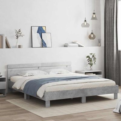vidaXL Posteľný rám s čelom betónovo sivý 180x200 cm kompozitné drevo