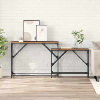 vidaXL Konzolový stôl 2 pcs Staré drevo 100 x 28 x 75 cm