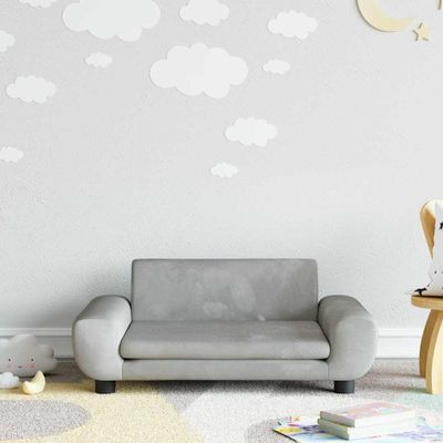 vidaXL Detská pohovka bledosivá 70x45x33 zamat