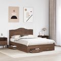 vidaXL Rám postele so zásuvkou Hnedý dub 140 x 200 cm Kompozitné drevo