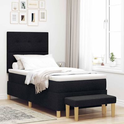 vidaXL Posteľ s pružinovým rámom s vankúšom Čierna 200 x 100 cm látka