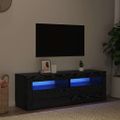 vidaXL TV skrinka s LED svetlami, čierny dub 120x35x40 cm, umelé drevo