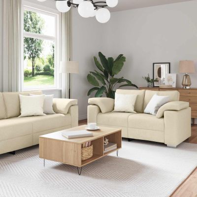vidaXL Pohovka 3 pcs Krémová 219 x 80 x 82 cm Ľanová zmes