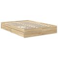 vidaXL Úložná posteľ Sonoma dub 140 x 200 cm Kompozitné drevo