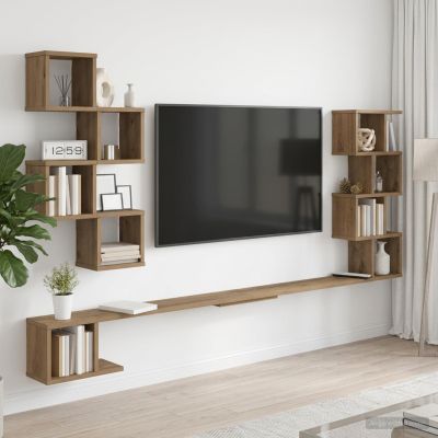 vidaXL Nástenná polica na TV Dub artisan 160 x 15 x 94 cm
