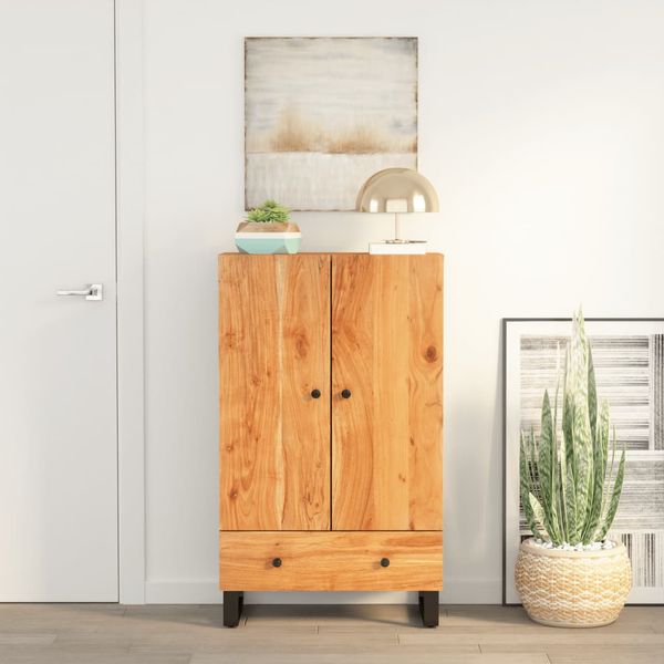 vidaXL Komoda so zásuvkou 60x33x100 cm masívna akácia a železo