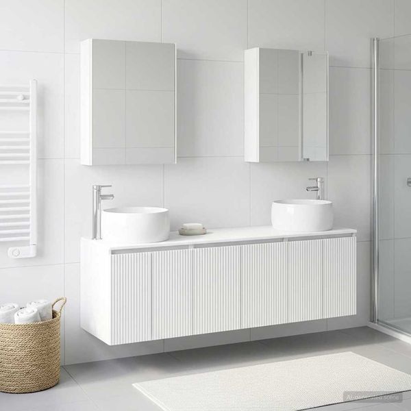 vidaXL Set kabinetov do kúpeľne 5 pcs Biela Kompozitné drevo