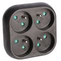 Rozbočovacia zásuvka SOLIGHT P112, 4x 10A, čierna