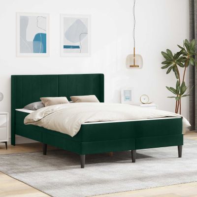 vidaXL Rám postele s matracom Tmavozelená 140 x 190 cm Zamat