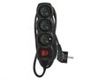 Prodlužovací kábel EMOS PC1311 / 1,5 m / 3 zásuvky / s vypínačom / čierny / PVC / 1 mm2