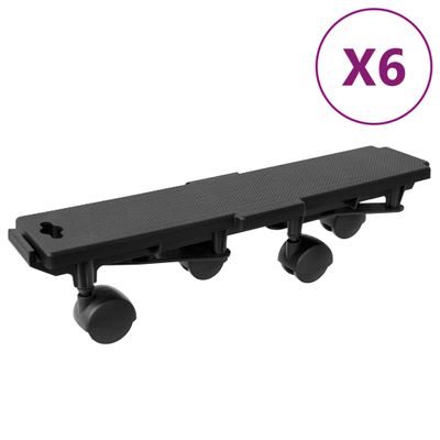 vidaXL Transportné vozíky so 4 kolesami 6ks čierne polypropylén 170 kg