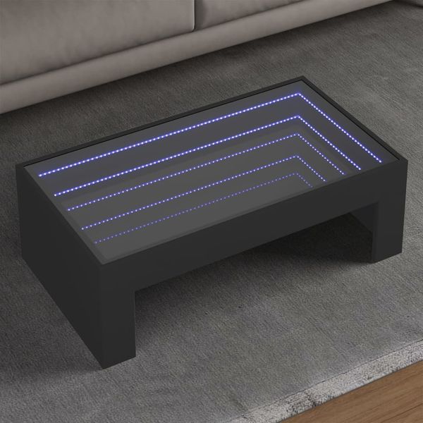 vidaXL Konferenčný stolík s nekonečnými LED čierny 90x50x30 cm