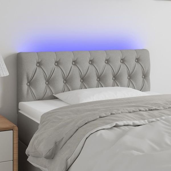 vidaXL Čelo postele s LED bledosivé 90x7x78/88 cm látka