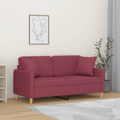 vidaXL 2-miestna pohovka s vankúšmi vínovočervená 140 cm látka
