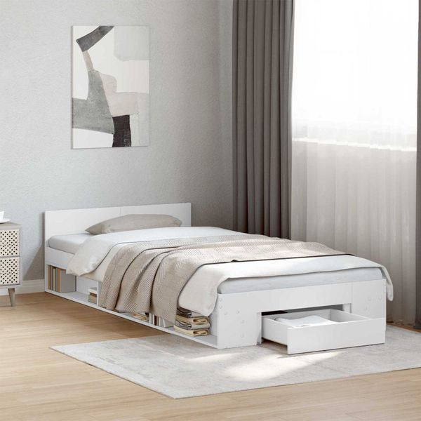vidaXL Rám postele so skladom Biela 80 x 200 cm Kompozitné drevo