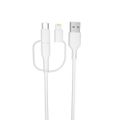 Forever recycling kábel 3v1 1,5m 2,4A USB-A -USB-C+ microUSB + Lightning KR3W1-00 biely
