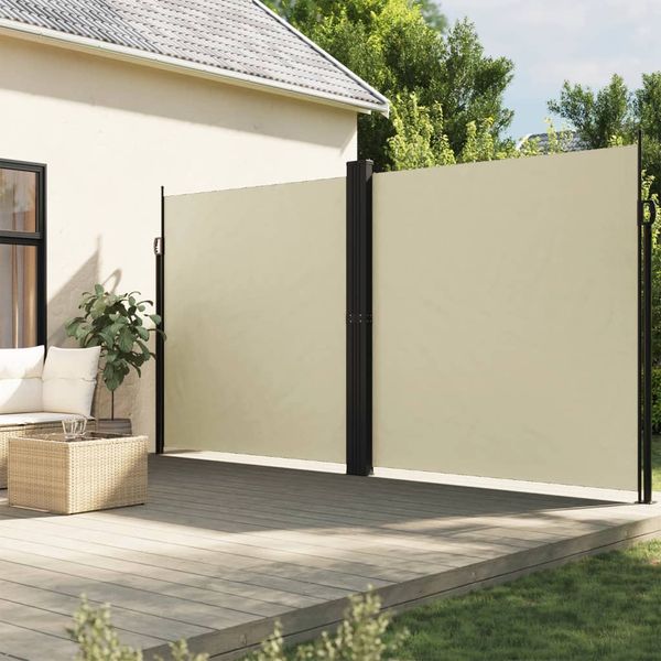 vidaXL Zaťahovacia bočná markíza, krémová 200x1200 cm