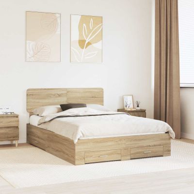 vidaXL Rám postele Sonoma dub 140 x 190 cm Kompozitné drevo