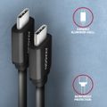 AXAGON BUCM-CM20TB, TWISTER kábel USB-C <-> USB-C, 1.1m, USB 2.0, PD 60W 3A, ALU, tpe, čierny