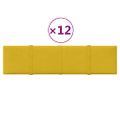 vidaXL Nástenné panely 12 ks žlté 60x15 cm zamat 1,08 m²