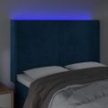 vidaXL Čelo postele s LED tmavomodré 147x16x118/128 cm zamat