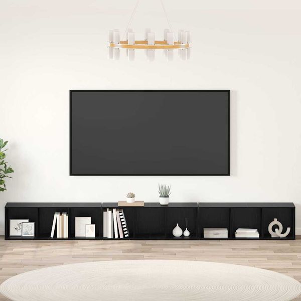 vidaXL Zostava TV skriniek Nástenný 3 pcs Čierny dub 37 x 35 x 107 cm