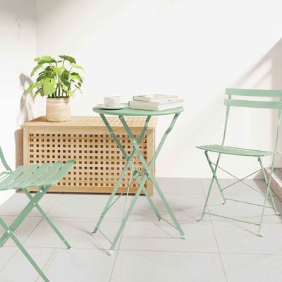 vidaXL Bistro stôl Svetlá mäta Ø 50 x 71 cm Práškovaná oceľ