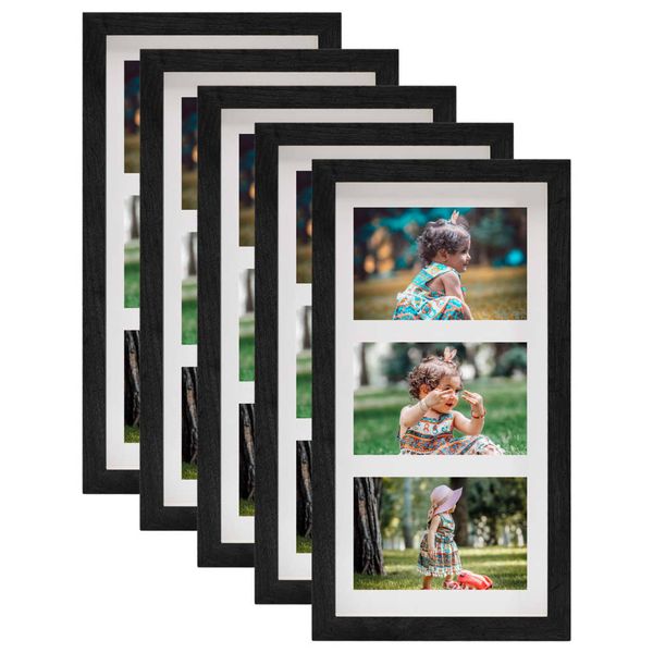 vidaXL 3D fotorámiky 5 ks čierne 18x35 cm na 3 obrázky (10x15 cm)
