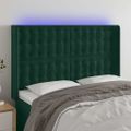 vidaXL Čelo postele s LED tmavozelené 147x16x118/128 cm zamat