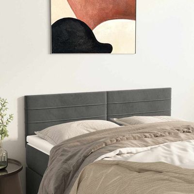 vidaXL Čelá postelí tmavošedé 144x5x78/88 cm zamatové