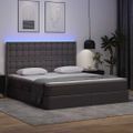 vidaXL Postel s úložným prostorem a LED svetlom Sivá 180 x 200 cm