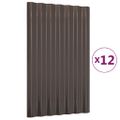 vidaXL Strešné panely 12 ks pozinkovaná oceľ hnedé 60x36 cm