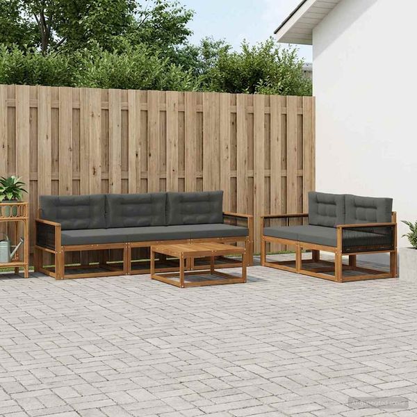 vidaXL Záhradná súprava gaučov s vankúšom 6 pcs Prírodná a antracitová