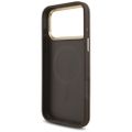 Púzdro Guess Magsafe 4G PU Leather Case s trojuholníkovým logom a zlatým kovovým rámom fotoaparátu pre iPhone 17 Pro Max čierna