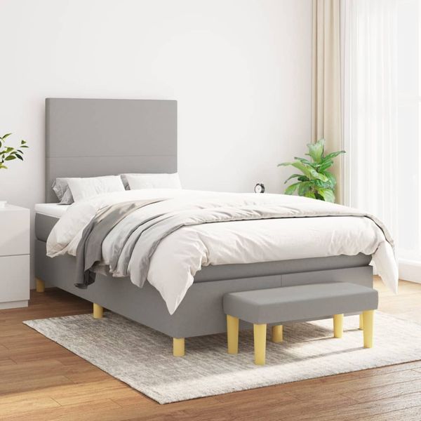 vidaXL Boxspring posteľ s matracom bledosivá 120x200 cm látka