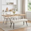 vidaXL Lavica s gombíkovým prešívaním Krémová 110 x 40 x 46 cm Zamat
