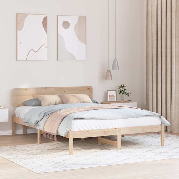 vidaXL Rám postele Prírodná 200 x 200 cm Masívne borovicové drevo