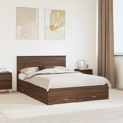 vidaXL Rám postele Hnedý dub a striebro 150 x 200 cm Kompozitné drevo